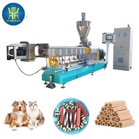 Machine extrudeuse de friandises dentaires pour chiens entièrement automatique CE ISO, haute capacité, ligne de production de bâtonnets à mâcher pour animaux de compagnie