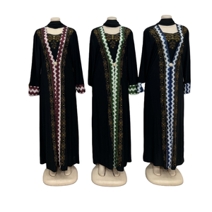 Nouvelle Arrivée Robe à Col Brodé Motif Géométrique Maçonnerie Manches Longues avec Bandeau - Product Image 2