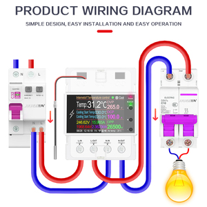 Thermostat WiFi Tuya AT4PTW ATORCH pour rail DIN, contrôleur de température d'incubateur, minuterie, interrupteur AC220V 100A pour chauffage et refroidissement - Product Image 4