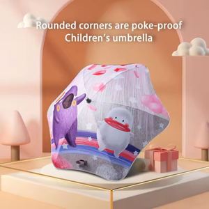 Parapluie manuel semi-automatique en pongee imprimé sur mesure, motif dessin animé pour enfants, design professionnel droit, idéal pour les jours de pluie, portable pour le métro - Product Image 2
