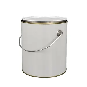 도매 1 갤런 4 리터 둥근 금속 틴플레이트 캔 레벨 뚜껑이있는 주석 페인트 캔