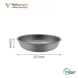 Ensemble de 2 assiettes rondes en métal gris foncé avec surface antiadhésive pour une utilisation en intérieur et en extérieur - Product Image 2