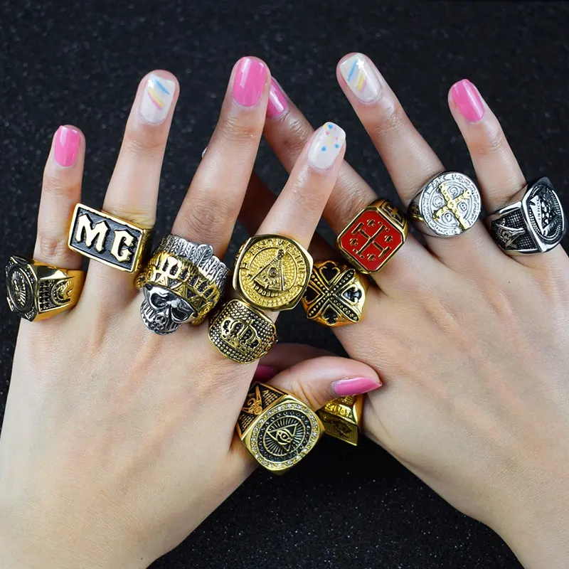 Los hombres al por mayor de alta calidad de metal anillo de la masonería anillo personalizado 3D anillo masónico.