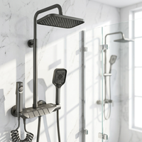 Ensemble de douche thermostatique moderne avec affichage numérique, système de mitigeur de douche à effet pluie à touches piano pour salle de bain