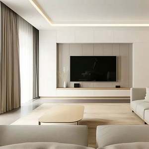 Meuble TV mural moderne avec rangement, meuble TV en bois massif sur mesure, console multimédia pour le salon - Product Image 5