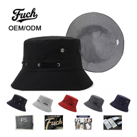 Casquette de pêcheur personnalisée à large bord avec broderie 3D couleur unie, motif feuille, cordon de serrage et camouflage pour l'été