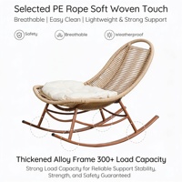 Fauteuil à bascule moderne en acier Meiqi, durable et portable, avec table d'appoint, coussins de loisirs inclinables pour patio, salon, chambre à coucher, intérieur