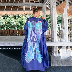 Sexy Sarong Bathing Suits Cover Up Loose Bandage Sun Protection Long Cardigan Angel Wings Beach Dress for Women