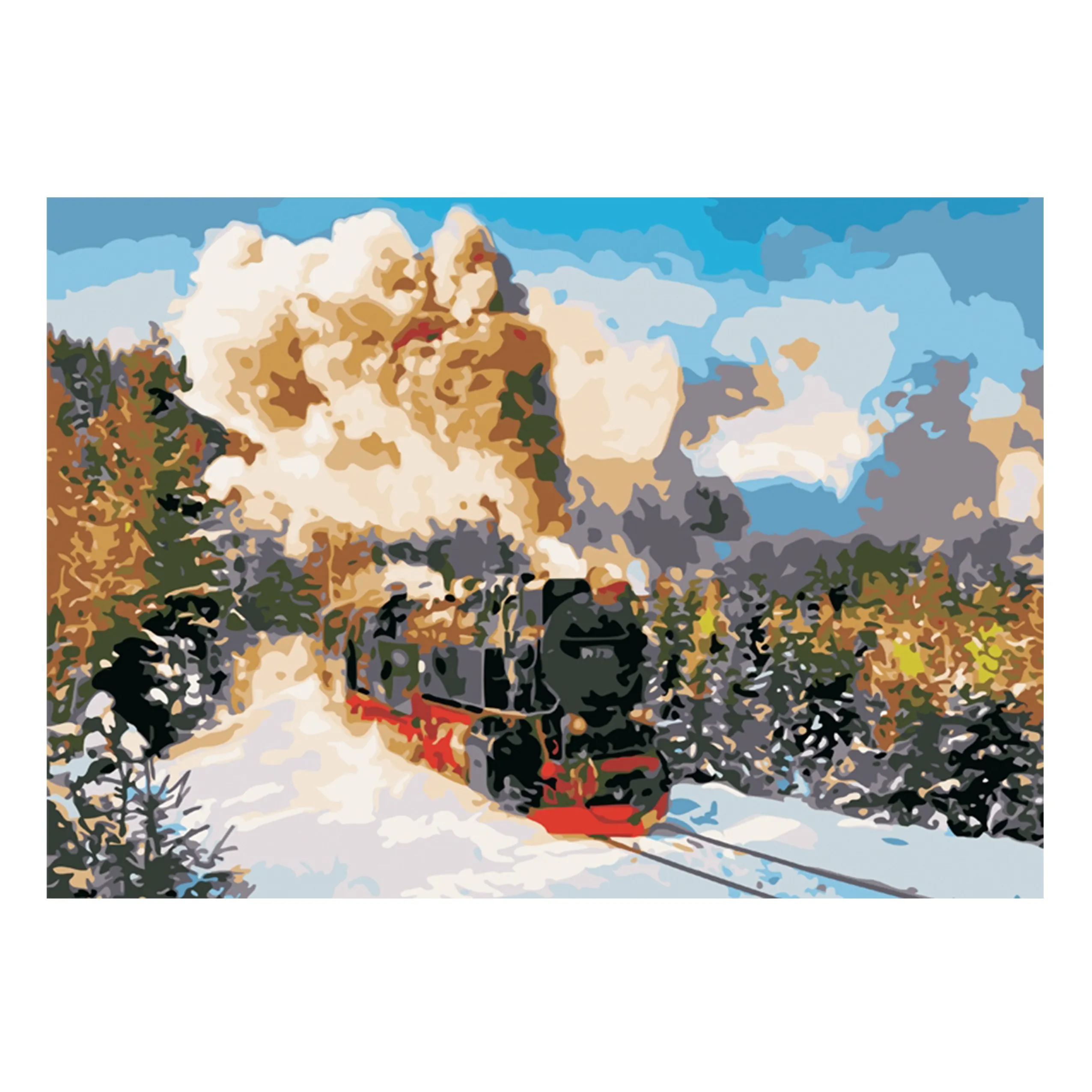 Картина по номерам на заказ, поезд по снегу, 40*50 см, картина <span class=keywords><strong>масло</strong></span>м по номерам «сделай сам»