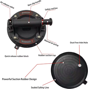 Ventouse d'extraction d'air manuelle de 8 pouces en <span class=keywords><strong>caoutchouc</strong></span> noir pour la pose et le retrait de dalles de marbre – Outil d'installation de carrelage - Product Image 3