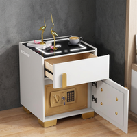 Table de chevet intelligente de luxe italienne, multifonctionnelle, avec coffre-fort dissimulé, armoire de rangement intégrée, compacte, en bois massif