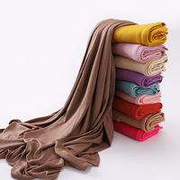 Foulard en jersey de coton de haute qualité, extensible, uni, pour femmes, doux, opaque, en mousseline, hijab, vente en gros