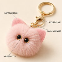 Porte-clés Monstre Mignon en Fausse Fourrure Moelleuse, Pendentif Pompon Doux en Peluche, Breloque de Sac, Accessoire de Clé, Cadeau pour Femme 13cm RR09