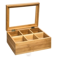 Vente en gros de tiroir organisateur de rangement en bois de bambou écologique à 8 compartiments boîte moderne pliable en plastique pour sachet de thé aux épices bureau à domicile