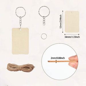 Rectangular Wooden Keychain Pendant Unique Handicraft for Home Christmas Decoration <b>Blank</b> Keychain Supply - Product Image 3