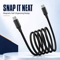Câble de charge rapide USB C 60W Type C vers Type C 1m, câble de données magnétique auto-organisant en nylon tressé 480 Mbps pour ordinateur portable et tablette