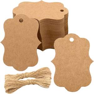 Bruine Prijs Zwaaide Dubbelzijdig Kraftpapier Blanco Gift <span class=keywords><strong>Tags</strong></span> Met Touwtje Voor Cadeaupapier, Verjaardag, Feest, Koopwaar - Product Image 6