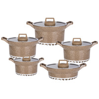 Ensemble de cuisine moderne antiadhésif UNIQUE de 10 pièces avec marmite en pierre Maifan et ustensiles de cuisine pour cuisinière à gaz (POT)