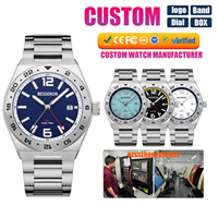 Montre de luxe pour homme à quartz, cadran 42 mm, mouvement RONDA 515, style sport, montre en acier inoxydable pour homme, fournisseur de montres avec logo personnalisé