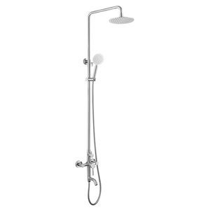 304 Stainless Steel Brushed Rain <b>Shower</b> Set With Handheld Mixer Valve Ceramic Core Round Head Bathroom <b>Shower</b> <b>System</b> - Product Image 2