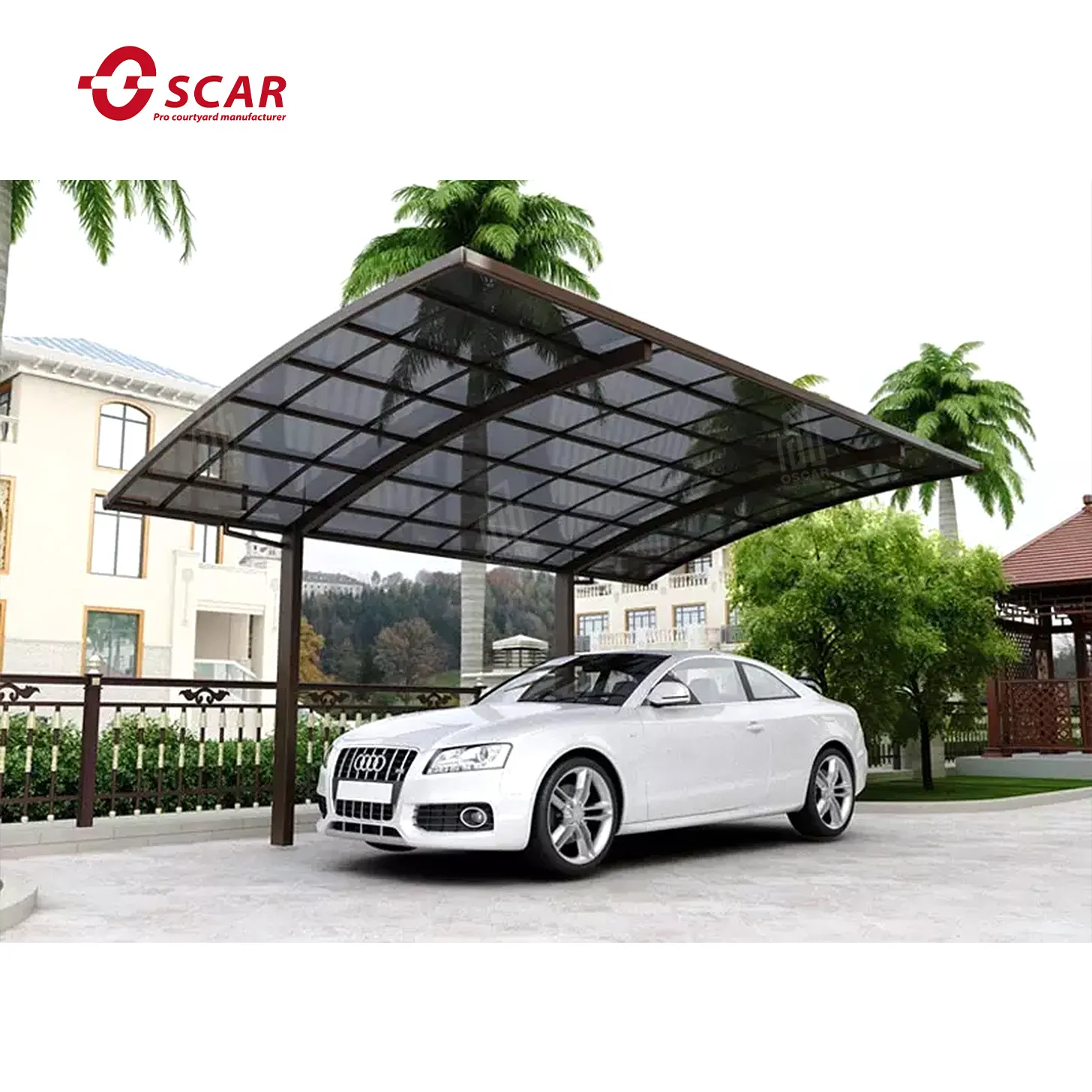 Y Typ Outdoor wasserdichte Parkplatz Markisen blau Polycarbonat Carport Solar Carport