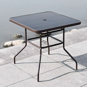 Sinohere Diameter 80cm Tempered Black Silk-screen Printed Glass Tabletop Iron Plate Ripple Pattern Square <b>Table</b> - Product Image 1