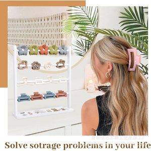 Wooden Claw Clip Storage Rack 4 Layers <b>Desktop</b> Display Stand For Jewelry Store Hair Clips Organizer - Product Image 3