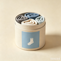Boîte d'emballage personnalisée pour chaussettes avec logo, boîte cadeau ronde en carton texturé de luxe pour chaussettes en coton, sous-vêtements, vêtements