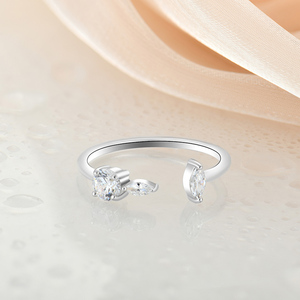 Anello ad anello aperto personalizzato in argento sterling 925 per gli amanti da regalare agli amici un anello di zirconi creativo da donna - Product Image 3