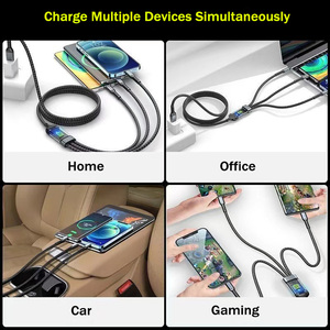 Câble 3-en-1 en alliage d'aluminium à charge rapide 100W avec affichage de puissance transparent - Câble de chargeur triple tête USB C pour téléphone tablette - Product Image 4