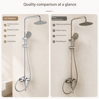 Ensemble de douche complet apparent en acier inoxydable 304 chromé, haute pression, avec douchette à main et pommeau de douche pluie