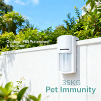 Alarm Sensor Gerak PIR Nirkabel Luar Ruangan Bertenaga Baterai MW Dual Tech dengan Suara Klakson, Dukungan Aplikasi Tuya Smart, Bahan Plastik, Anti-Imunitas Hewan Peliharaan