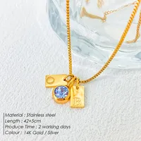 Kalung Nama Kustom EManco DIY dengan Inisial, Liontin Batu Kelahiran Berkilau, Hadiah Wanita, Grosir, Dropshipping