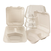 SUMKOKA BPI Vente en gros Respectueux de l'environnement biodégradable 3 Compt Eco Bagasse à emporter Contenants Boîte jetable pour aliments