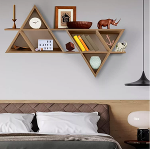 Nhà Máy Tùy Chỉnh Giá Rẻ Tam Giác Mộc Mạc Tre Gỗ Nổi Trang Sức Giá Tường Treo Sách Hiển Thị Kệ - Product Image 6