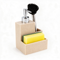 Distributeur de savon à vaisselle en polyrésine finition grès avec pompe, bouteille rechargeable pour évier de cuisine, pompe manuelle