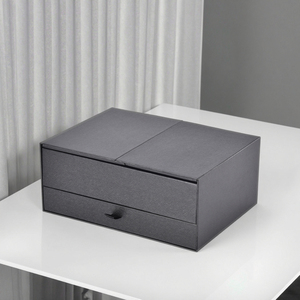 Tùy chỉnh sang trọng Hai Lớp Hộp Quà Tặng <span class=keywords><strong>Top</strong></span> nâng lên cửa ra vào với khe cắm nước hoa màu đen ngăn kéo hộp mỹ phẩm/đồ trang sức trường hợp - Product Image 2