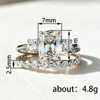 Bagues doubles superposées en zircon cubique (CZ) imitation diamant, couleur argentée, pour femmes, idéales pour les mariages et les soirées – Meilleures ventes