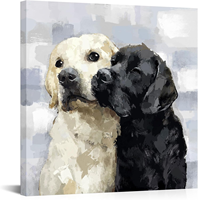 Tableau mural en toile Labrador Retriever, chien jaune et noir, peinture moderne pour condo, décoration pour amoureux des animaux, salon, appartement