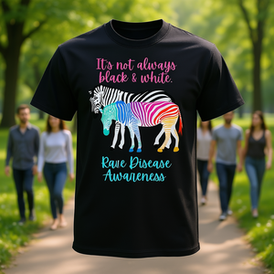 T-shirt per la sensibilizzazione sulle malattie rare, colore nero, design unisex - Product Image 3