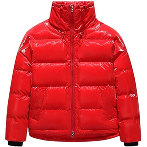 Veste matelassée brillante pour homme OEM ODM avec col montant et capuche, design côtelé, couleurs personnalisées, vêtements d'hiver chauds et épais - Product Image 1