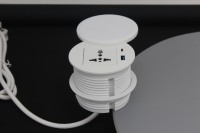 Stopkontak Meja dengan Soket Universal PD20W Lubang Pengisian Daya USB 80mm Putih ABS Kaca NFC