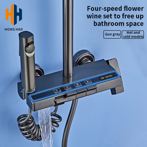 Set Doccia a Cascata <span class=keywords><strong>con</strong></span> Finitura Spazzolata, <span class=keywords><strong>Miscelatore</strong></span> Intelligente per <span class=keywords><strong>Bagno</strong></span> <span class=keywords><strong>con</strong></span> Acqua Calda e Fredda, Rubinetto a Cascata <span class=keywords><strong>con</strong></span> Barra Scorrevole e Soffione Doccia - Product Image 4