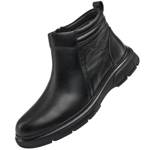Botas Chelsea de Piel Genuina para Hombre, Punta Redonda, Tacón Plano, Forro de Piel, Suela de Goma, Aislantes, Cálidas para Invierno, Casuales - Product Image 4