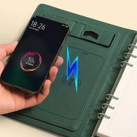 Chargeur sans fil, carnet intelligent avec USB et stylo, batterie externe, coffret cadeau d'affaires, coffret cadeau de carnet rechargeable avec clip
