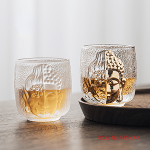 Verre à <span class=keywords><strong>liqueur</strong></span> en cristal 3D en relief, motif Bouddha du Démon Zen bouddhiste, pour saké, vin, vodka, <span class=keywords><strong>whisky</strong></span>, thé, couleur azur religieuse - Product Image 4