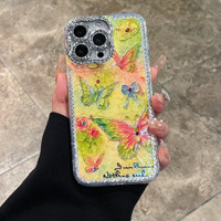 Coque de téléphone portable tendance avec bord torsadé et fleur en diamant étincelant pour iPhone 13 14 Plus 15 16 Pro Max, coque arrière Funda