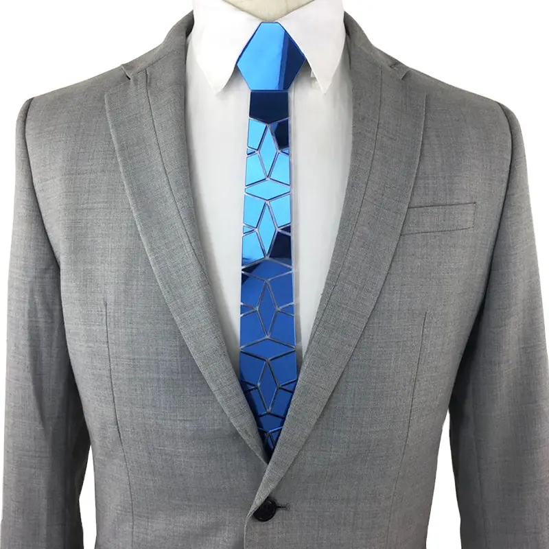 Hamocigia Custom Man Special Design Wedding Luxury Classic Hex Leather Mirror Acrylic Tie