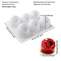 Moule en silicone 3D en forme de framboise, résistant à la chaleur, non toxique, écologique, facile à démouler, pour pâtisserie, glace et gâteaux