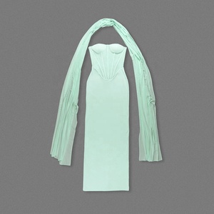 Wholesale Women <strong>Dress</strong> Enchanting Strapless Corset Mint <strong>Dress</strong> with <strong>Floaty</strong> Scarf for High-Profile Events Evening Gown - Product Image 4